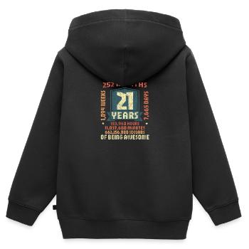 21 ans ! Cadeau d’anniversaire 21e anniversaire - Sweat Premium à capuche zippé enfant bio - noir - Dos - AI Model Kid Male (0cm)