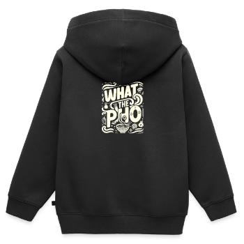 Was die Pho - Kinder Premium Organic Zip Hoodie - Schwarz - Hinten - AI Model Kid Male (0cm)