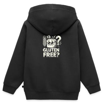 Ist es glutenfrei? - Kinder Premium Organic Zip Hoodie - Schwarz - Hinten - AI Model Kid Male (0cm)