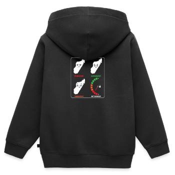 Madagascar Stimmungslevel Glücklich bis Ohne Sprit - Kinder Premium Organic Zip Hoodie - Schwarz - Hinten - AI Model Kid Male (0cm)