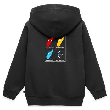 Madagascar Stimmungslevel Glücklich bis Ohne Sprit - Kinder Premium Organic Zip Hoodie - Schwarz - Hinten - AI Model Kid Male (0cm)