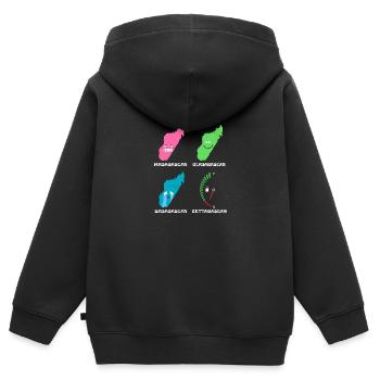 Madagascar Stimmungslevel Glücklich bis Ohne Sprit - Kinder Premium Organic Zip Hoodie - Schwarz - Hinten - AI Model Kid Male (0cm)
