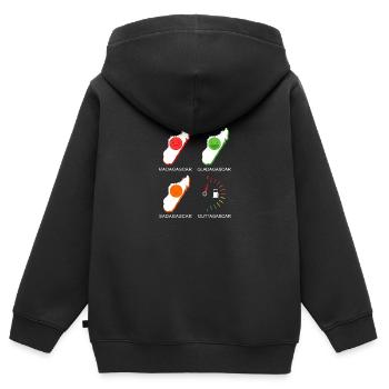 Madagascar Stimmungslevel Glücklich bis Ohne Sprit - Kinder Premium Organic Zip Hoodie - Schwarz - Hinten - AI Model Kid Male (0cm)