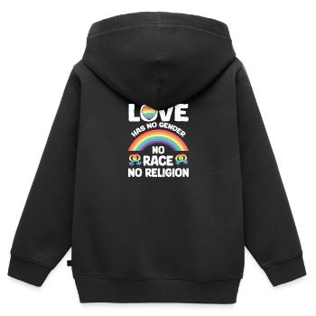 Schönes "Gegen Rassismus" - Kinder Premium Organic Zip Hoodie - Schwarz - Hinten - AI Model Kid Male (0cm)