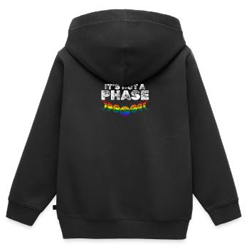 Schönes "Gegen Rassismus" - Kinder Premium Organic Zip Hoodie - Schwarz - Hinten - AI Model Kid Male (0cm)