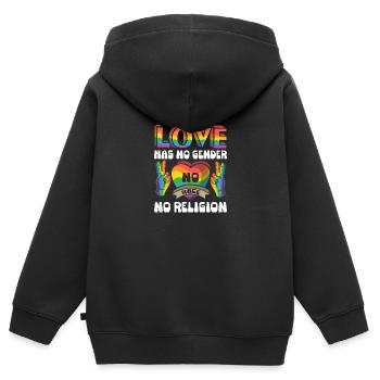 Schönes "Gegen Rassismus" - Kinder Premium Organic Zip Hoodie - Schwarz - Hinten - AI Model Kid Male (0cm)