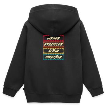 Scahuspieler, Autor, Produzent, Regisseur, - Kinder Premium Organic Zip Hoodie - Schwarz - Hinten - AI Model Kid Male (0cm)