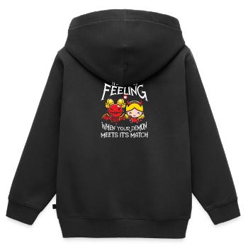 Wenn Ihr Dämon Sein Match Trifft! Lustiger Dämon - Kinder Premium Organic Zip Hoodie - Schwarz - Hinten - AI Model Kid Male (0cm)
