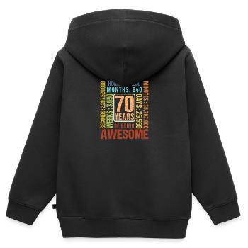 70 ans ! Cadeau d’anniversaire 70e anniversaire - Sweat Premium à capuche zippé enfant bio - noir - Dos - AI Model Kid Male (0cm)