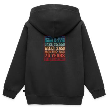 70 ans ! Cadeau d’anniversaire 70e anniversaire - Sweat Premium à capuche zippé enfant bio - noir - Dos - AI Model Kid Male (0cm)