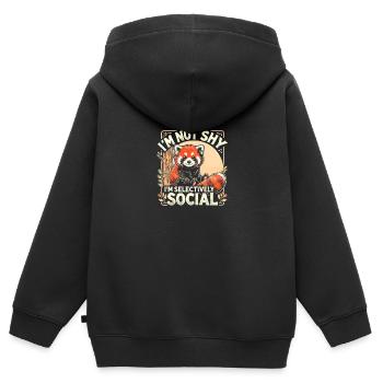 Ich bin nicht schüchtern, ich bin selektiv sozial - Kinder Premium Organic Zip Hoodie - Schwarz - Hinten - AI Model Kid Male (0cm)