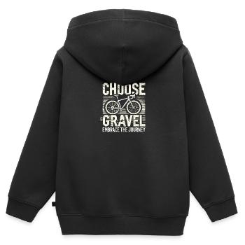 Wählen Sie Schotter - Kinder Premium Organic Zip Hoodie - Schwarz - Hinten - AI Model Kid Male (0cm)