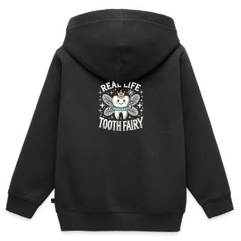 Real Life Zahnfee - Kinder Premium Organic Zip Hoodie - Schwarz - Hinten - AI Model Kid Male (0cm)