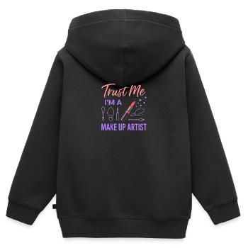 Vertrauen Sie mir, ich bin ein Make-up-Künstler - Kinder Premium Organic Zip Hoodie - Schwarz - Hinten - AI Model Kid Male (0cm)