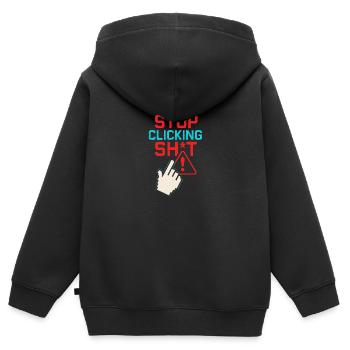Stop Clicking Sh*t - Kinder Premium Organic Zip Hoodie - Schwarz - Hinten - AI Model Kid Male (0cm)