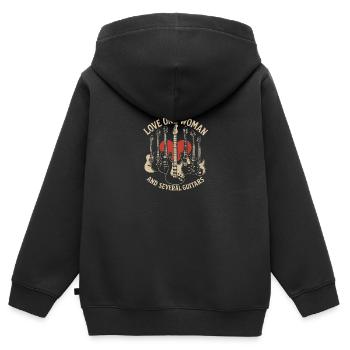 Liebe Eine Frau und mehrere Gitarren - Kinder Premium Organic Zip Hoodie - Schwarz - Hinten - AI Model Kid Male (0cm)
