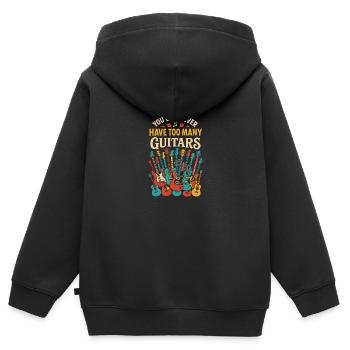 Man kann nie zu viele Gitarren haben - Kinder Premium Organic Zip Hoodie - Schwarz - Hinten - AI Model Kid Male (0cm)