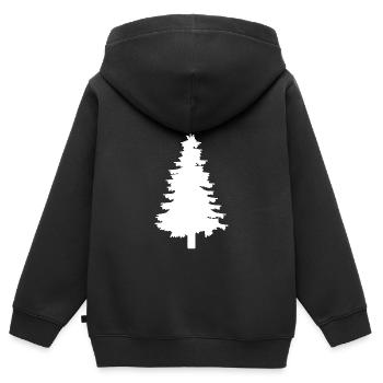 Tanne Baum - Kinder Premium Organic Zip Hoodie - Schwarz - Hinten - AI Model Kid Male (0cm)