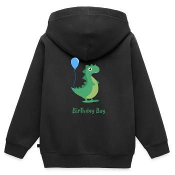 Birthday Boy Dinosaurier - Kinder Premium Organic Zip Hoodie - Schwarz - Hinten - AI Model Kid Male (0cm)