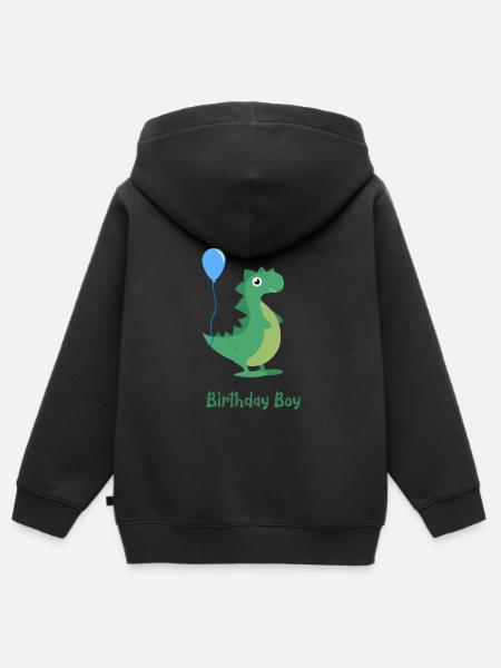 Birthday Boy Dinosaur - Kids Premium Organic Zip-up Hoodie - black