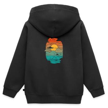 UFO im Himmel - Kinder Premium Organic Zip Hoodie - Schwarz - Hinten - AI Model Kid Male (0cm)