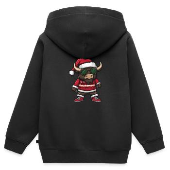 Bison Weihnachten Ugly Christmas - Kinder Premium Organic Zip Hoodie - Schwarz - Hinten - AI Model Kid Male (0cm)
