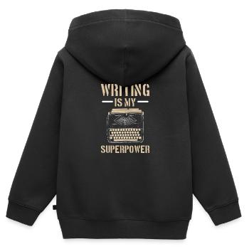 Autor - Kinder Premium Organic Zip Hoodie - Schwarz - Hinten - AI Model Kid Male (0cm)
