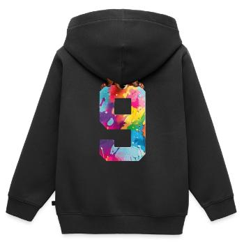 DOG 9 YEARS OLD DACHSHUND 9TH BIRTHDAY - Kids Premium Organic Zip-up Hoodie - black - Back - AI Model Kid Male (0cm)