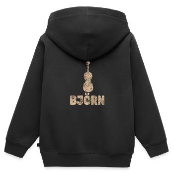 Bratsche Björn - Kinder Premium Organic Zip Hoodie - Schwarz - Hinten - AI Model Kid Male (0cm)