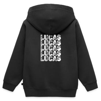 Héros Lucas - Sweat Premium à capuche zippé enfant bio - noir - Dos - AI Model Kid Male (0cm)