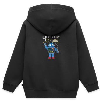 Roboter gratuliert 4 Lichtjahre alt vier Jahre - Kinder Premium Organic Zip Hoodie - Schwarz - Hinten - AI Model Kid Male (0cm)