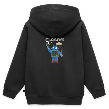 Roboter gratuliert 5 Lichtjahre alt fünf Jahre - Kinder Premium Organic Zip Hoodie - Schwarz - Hinten - AI Model Kid Male (0cm)