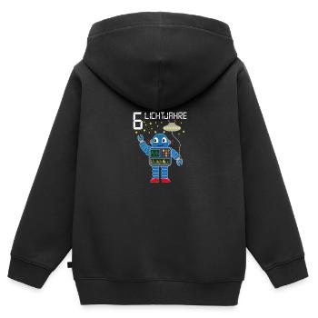 Roboter gratuliert 6 Lichtjahre alt sechs Jahre - Kinder Premium Organic Zip Hoodie - Schwarz - Hinten - AI Model Kid Male (0cm)