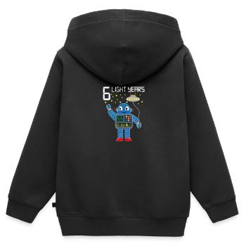 Robot congratulates 6 light years old six years old - Kids Premium Organic Zip-up Hoodie - black - Back - AI Model Kid Male (0cm)