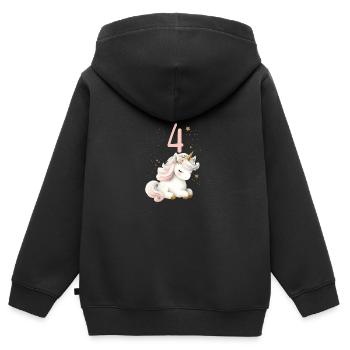 Geburtstag 4 Einhorn Vierter Geburtstag Mädchen 4 - Kinder Premium Organic Zip Hoodie - Schwarz - Hinten - AI Model Kid Male (0cm)