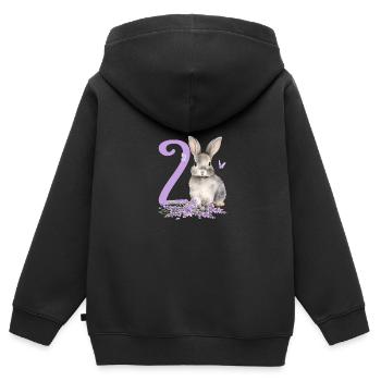 Geburtstag 2 Hase Waldtier Mädchen Zwei 2 Jahre al - Kinder Premium Organic Zip Hoodie - Schwarz - Hinten - AI Model Kid Male (0cm)