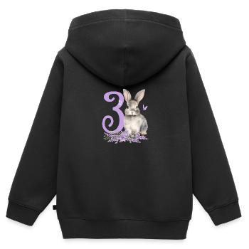 Geburtstag 3 Hase Waldtier Mädchen Drei 3 Jahre al - Kinder Premium Organic Zip Hoodie - Schwarz - Hinten - AI Model Kid Male (0cm)