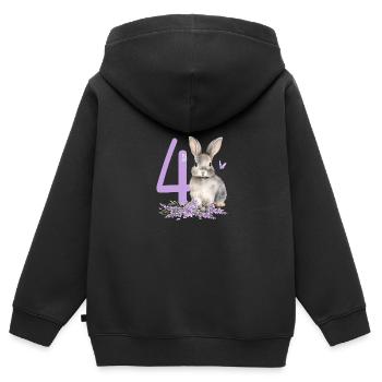 Geburtstag 4 Hase Waldtier Mädchen Vier 4 Jahre al - Kinder Premium Organic Zip Hoodie - Schwarz - Hinten - AI Model Kid Male (0cm)