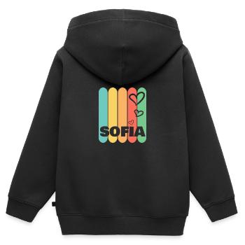 Herzen Sofia - Kinder Premium Organic Zip Hoodie - Schwarz - Hinten - AI Model Kid Male (0cm)