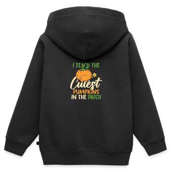 Ich unterrichte die niedlichsten Kürbisse Vorschul - Kinder Premium Organic Zip Hoodie - Schwarz - Hinten - AI Model Kid Male (0cm)