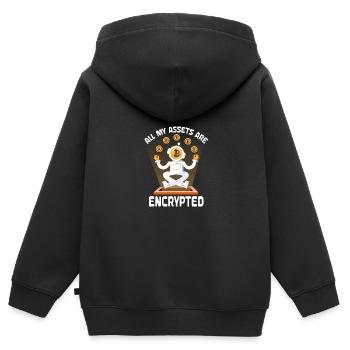 Tous mes actifs sont cryptés Crypt - Sweat Premium à capuche zippé enfant bio - noir - Dos - AI Model Kid Male (0cm)