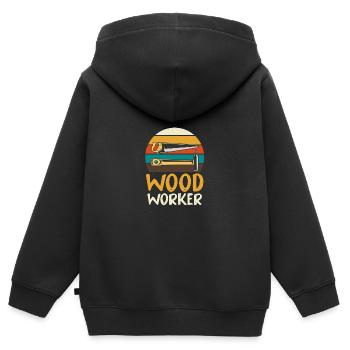 Lustige Schreiner Handwerker Werkzeug Spaß Liebhab - Kinder Premium Organic Zip Hoodie - Schwarz - Hinten - AI Model Kid Male (0cm)