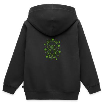 Teddybär - Kinder Premium Organic Zip Hoodie - Schwarz - Hinten - AI Model Kid Male (0cm)