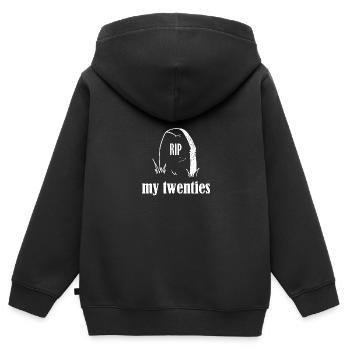 Grabstein Jugend - Kinder Premium Organic Zip Hoodie - Schwarz - Hinten - AI Model Kid Male (0cm)