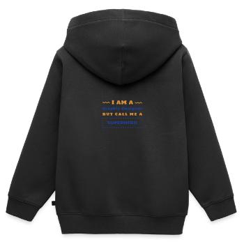 Je suis un designer graphique - Sweat Premium à capuche zippé enfant bio - noir - Dos - AI Model Kid Male (0cm)