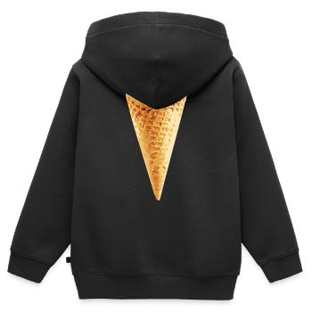 Waffel - Kinder Premium Organic Zip Hoodie - Schwarz - Hinten - AI Model Kid Male (0cm)