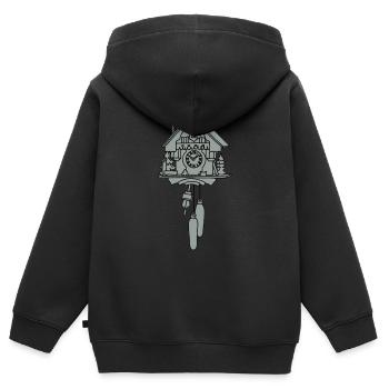 L'horloge de coucou 2 - Sweat Premium à capuche zippé enfant bio - noir - Dos - AI Model Kid Male (0cm)