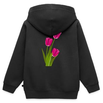Tulpe Geschenk Geschenkidee - Kinder Premium Organic Zip Hoodie - Schwarz - Hinten - AI Model Kid Male (0cm)