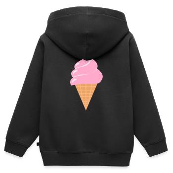 Softeis Eis - Rosa Sommer Eis - Kinder Premium Organic Zip Hoodie - Schwarz - Hinten - AI Model Kid Male (0cm)