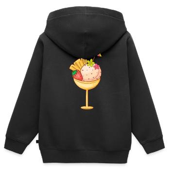 Crème glacée, crème glacée, crème glacée, crème glacée, boule, crème glacée, sundae - Sweat Premium à capuche zippé enfant bio - noir - Dos - AI Model Kid Male (0cm)